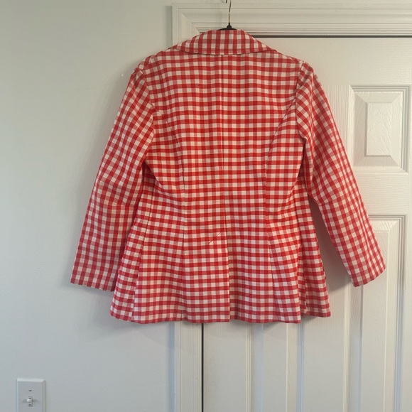 Vintage Sears Jr Bozsar red white gingham blazer small - Picture 3 of 3